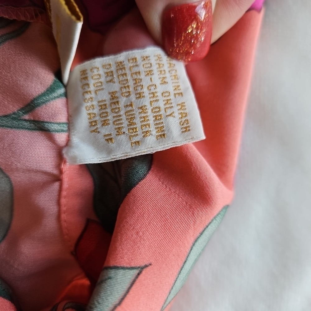Vintage Victorias Secret Gold Label Floral Pajama Set Peach Pink Orange Medium - Picture 6 of 12